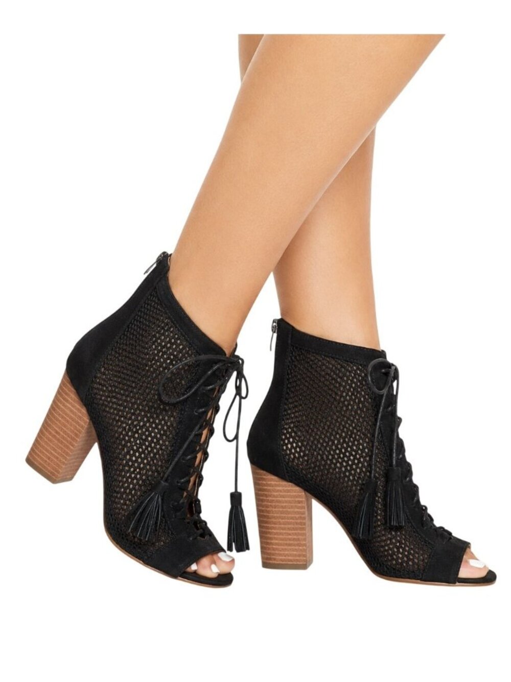 Marc Fisher Sandals Womens 9M Black Suede Bootie Block Heel NYC SoHo Witch Glam